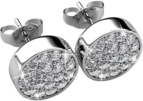 Cate & Chloe Nelly 18K أبيض الذهب. الأزرار الفضية المكعبة Zirconia أقراط مع بلورات مقطوعة مستديرة ، مجموعة من القرط الفضي CZ ، أقراط الأزياء للنساء ، أقراط قصور الحسنة in Kuwait