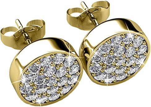 Cate & Chloe Nelly 18K أبيض الذهب. الأزرار الفضية المكعبة Zirconia أقراط مع بلورات مقطوعة مستديرة ، مجموعة من القرط الفضي CZ ، أقراط الأزياء للنساء ، أقراط قصور الحسنة in Kuwait