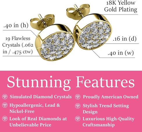 Cate & Chloe Nelly 18K أبيض الذهب. الأزرار الفضية المكعبة Zirconia أقراط مع بلورات مقطوعة مستديرة ، مجموعة من القرط الفضي CZ ، أقراط الأزياء للنساء ، أقراط قصور الحسنة in Kuwait
