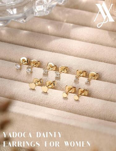 14K Gold Stud Earrings For Women Hypoallergenic - 𝟵𝟮𝟱 𝗦𝘁𝗲𝗿𝗹𝗶𝗻𝗴 𝗦𝗶𝗹𝘃𝗲𝗿 Post Small Earrings Stacks For Sensitive Ears Trendy Dainty Cute Cubic Zirconia Heart Flower Cartilage Tragus Earring Sets For Multiple Piercing Jewelry 3Pairs in Saudi Arabia