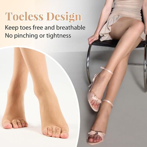 3 Pairs Toeless Pantyhose For Women 20D Sheer Tights Open Toe Stockings with Control Top in Saudi Arabia