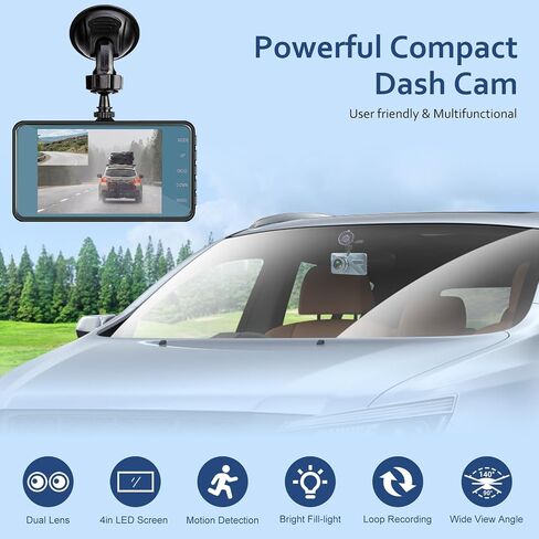Dash Cam, 2K 1296P Front Dash Camera with 32GB Card, Mini WiFi Dashcams for Cars with Night Vision, 140° Wide Angle, Loop Recording in Kuwait