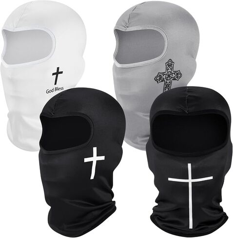 Wesiti 4 Pcs Face Mask Single Hole Ski Mask Knit Cycling Cover Sun Protection Balaclava Mask Shiesty Mask Pack(Black, Gray, White, Stylish) in Saudi Arabia
