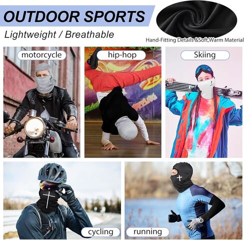 Wesiti 4 Pcs Face Mask Single Hole Ski Mask Knit Cycling Cover Sun Protection Balaclava Mask Shiesty Mask Pack(Black, Gray, White, Stylish) in Saudi Arabia