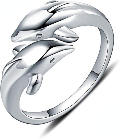 925 Sterling Silver Dolphin Ring, Adjustable Ring For Women in Saudi Arabia