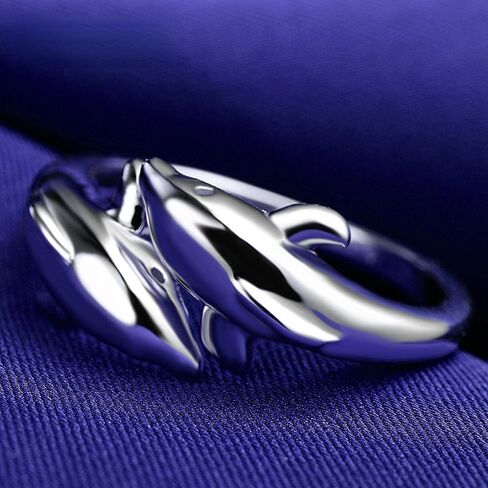 925 Sterling Silver Dolphin Ring, Adjustable Ring For Women in Saudi Arabia