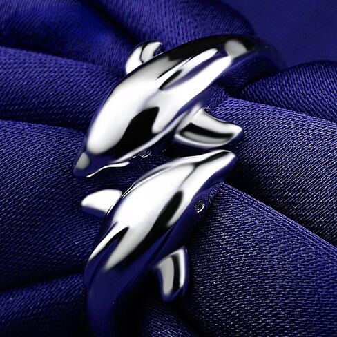 925 Sterling Silver Dolphin Ring, Adjustable Ring For Women in Saudi Arabia