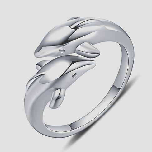 925 Sterling Silver Dolphin Ring, Adjustable Ring For Women in Saudi Arabia
