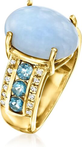 Ross-Simons Ring Blue Opal مع .90 CT. T.W. توباز الأزرق والأبيض في الذهب 18kt على الجنيه الاسترليني in Saudi Arabia
