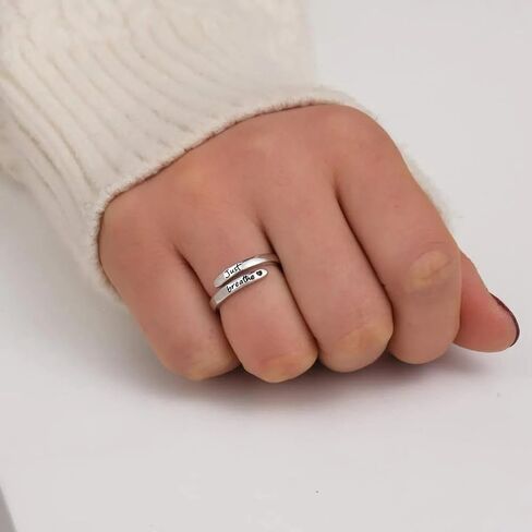 Angyape Just Breathe Ring For Women, Adjustable Inspirational Heart Rings Stainless Steel Spiral Wrap Twist Healing Rings To Sorority Sisters Open Motivational Encouragement Love Yourself Jewelry in Saudi Arabia