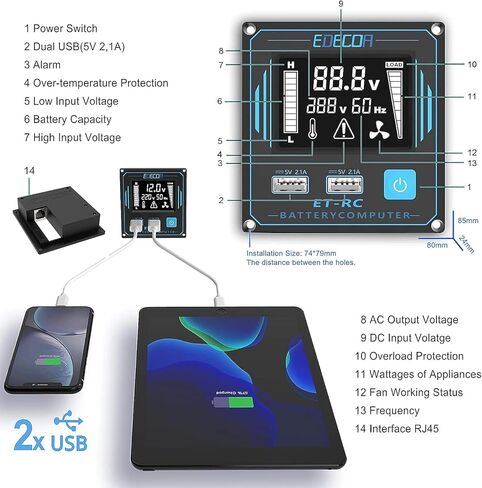 EDECOA 3500W 24 فولت نقية شرط لموجة الطاقة العاكس DC 24V إلى 110V 120V AC مع شاشة LCD ووحدة تحكم عن بعد لشاحنة متنقل قارب محول الطاقة in Kuwait