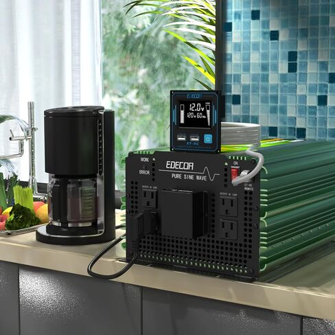 EDECOA 3500W 24 فولت نقية شرط لموجة الطاقة العاكس DC 24V إلى 110V 120V AC مع شاشة LCD ووحدة تحكم عن بعد لشاحنة متنقل قارب محول الطاقة in Kuwait