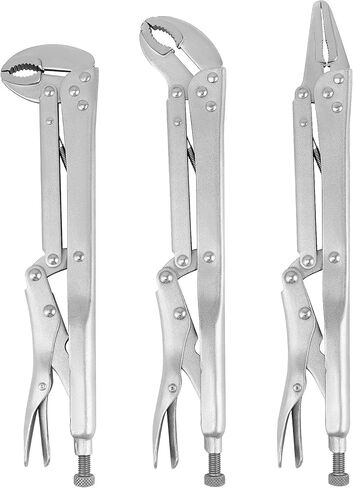 Qwork Long Nose Vise Cliers مجموعة ، 3 أجهزة كمبيوتر 12 بوصة مستقيمة/45 درجة/80 درجة زاوية ، مقبض طويل ممتد ، مجموعة مفتاح قبضة نائب للمساحة الضيقة in Saudi Arabia
