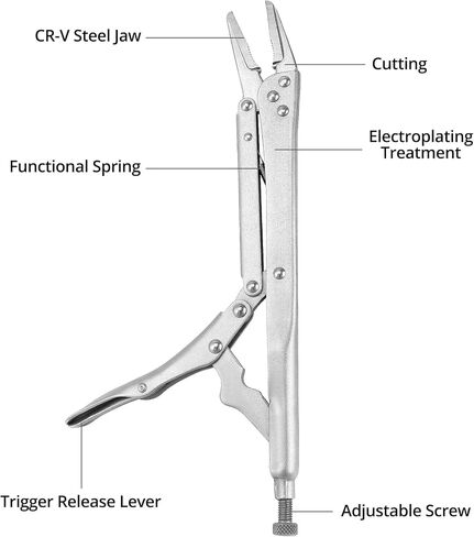 Qwork Long Nose Vise Cliers مجموعة ، 3 أجهزة كمبيوتر 12 بوصة مستقيمة/45 درجة/80 درجة زاوية ، مقبض طويل ممتد ، مجموعة مفتاح قبضة نائب للمساحة الضيقة in Saudi Arabia