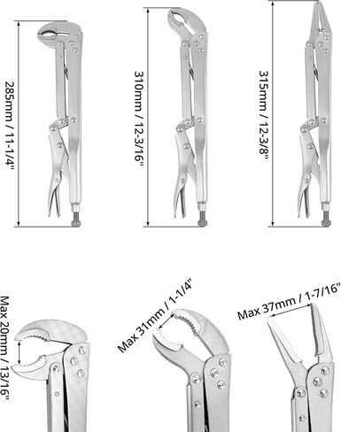 Qwork Long Nose Vise Cliers مجموعة ، 3 أجهزة كمبيوتر 12 بوصة مستقيمة/45 درجة/80 درجة زاوية ، مقبض طويل ممتد ، مجموعة مفتاح قبضة نائب للمساحة الضيقة in Saudi Arabia
