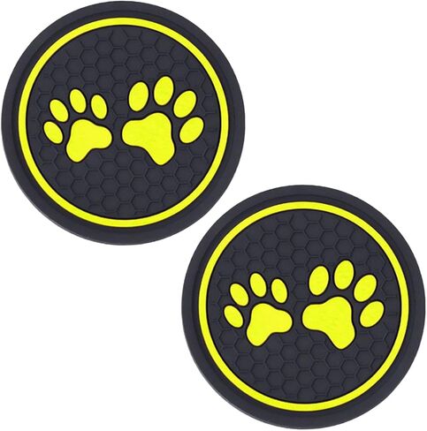 2PCS CAP CUSTERS- 2.71 بوصة كلب لطيف PAW مكافحة كوب كوب الحصير Auto Cuper ، إدراج سيليكون مضاد للانزلاق ملحقات داخلية عالمية لمعظم السيارات (حمراء) in Kuwait