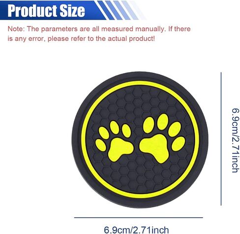 2PCS CAP CUSTERS- 2.71 بوصة كلب لطيف PAW مكافحة كوب كوب الحصير Auto Cuper ، إدراج سيليكون مضاد للانزلاق ملحقات داخلية عالمية لمعظم السيارات (حمراء) in Kuwait