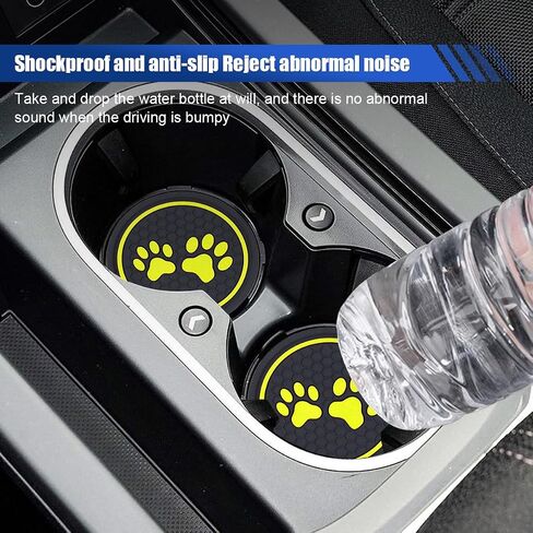 2PCS CAP CUSTERS- 2.71 بوصة كلب لطيف PAW مكافحة كوب كوب الحصير Auto Cuper ، إدراج سيليكون مضاد للانزلاق ملحقات داخلية عالمية لمعظم السيارات (حمراء) in Kuwait
