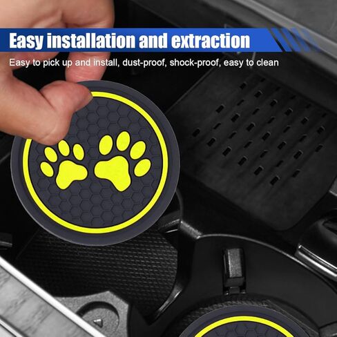 2PCS CAP CUSTERS- 2.71 بوصة كلب لطيف PAW مكافحة كوب كوب الحصير Auto Cuper ، إدراج سيليكون مضاد للانزلاق ملحقات داخلية عالمية لمعظم السيارات (حمراء) in Kuwait