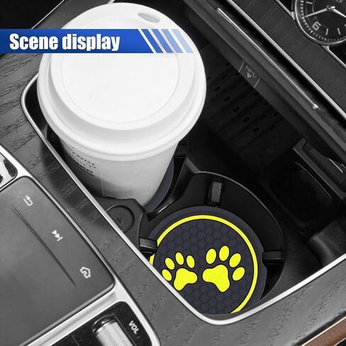 2PCS CAP CUSTERS- 2.71 بوصة كلب لطيف PAW مكافحة كوب كوب الحصير Auto Cuper ، إدراج سيليكون مضاد للانزلاق ملحقات داخلية عالمية لمعظم السيارات (حمراء) in Kuwait
