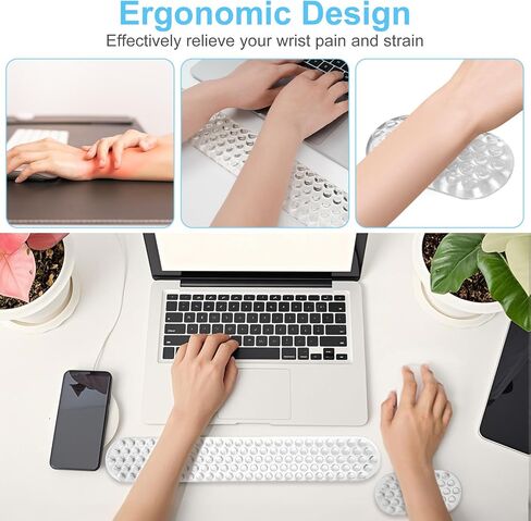 MOSISO Gel Wrist Rest Support for Mouse Pad&Keyboard Set, Ergonomic Massage Keyboard&Mouse Pad Set, Non-Slip Base Pain Relief&Soft Cooling Gel Computer Easy Typing Pad for Home/Office, Black in Saudi Arabia