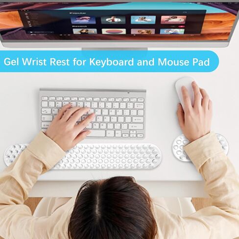 MOSISO Gel Wrist Rest Support for Mouse Pad&Keyboard Set, Ergonomic Massage Keyboard&Mouse Pad Set, Non-Slip Base Pain Relief&Soft Cooling Gel Computer Easy Typing Pad for Home/Office, Black in Saudi Arabia