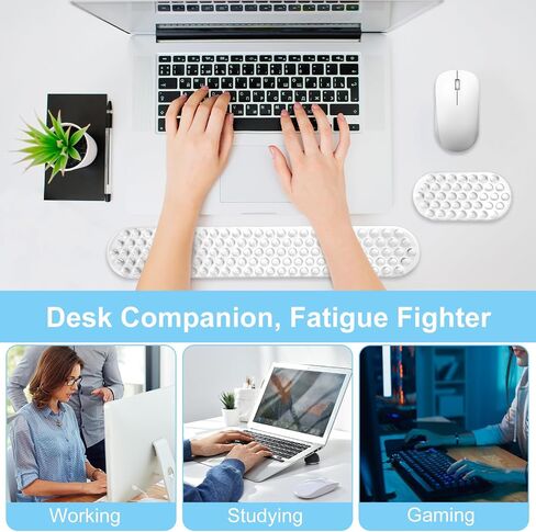 MOSISO Gel Wrist Rest Support for Mouse Pad&Keyboard Set, Ergonomic Massage Keyboard&Mouse Pad Set, Non-Slip Base Pain Relief&Soft Cooling Gel Computer Easy Typing Pad for Home/Office, Black in Saudi Arabia