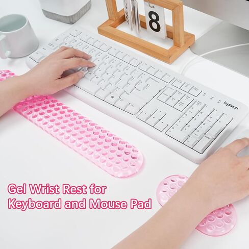 MOSISO Gel Wrist Rest Support for Mouse Pad&Keyboard Set, Ergonomic Massage Keyboard&Mouse Pad Set, Non-Slip Base Pain Relief&Soft Cooling Gel Computer Easy Typing Pad for Home/Office, Black in Saudi Arabia