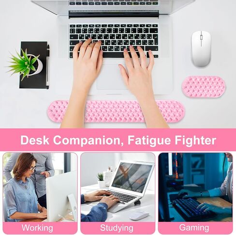 MOSISO Gel Wrist Rest Support for Mouse Pad&Keyboard Set, Ergonomic Massage Keyboard&Mouse Pad Set, Non-Slip Base Pain Relief&Soft Cooling Gel Computer Easy Typing Pad for Home/Office, Black in Saudi Arabia