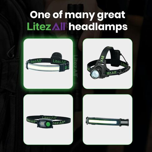 LitezAll Tactical LED Headlamp with Adjustable Headband, Flat Battery Powered Headlamp for Hiking, Camping, Emergency Use – Hands-Free Outdoor Light for Camping Lights & Lanterns Setups in Kuwait