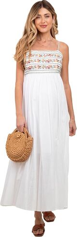 PinkBlush Navy Floral Embroidered Lace-Up Back Maternity Maxi Dress in Saudi Arabia