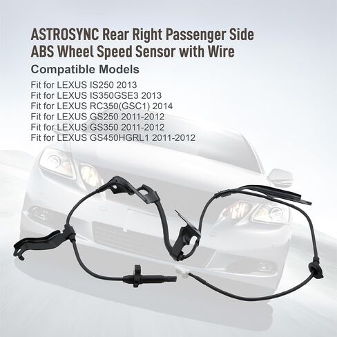 ABS Wheel Speed Sensor with Wire Rear Left Driver Side Fit for Lexus GS RC Series IS250 IS300 IS350 RC300 RC350 GS250 GS350 GS450 2011-2014 Replaces 89546-30080 in Saudi Arabia