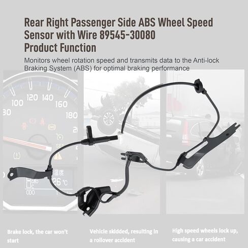ABS Wheel Speed Sensor with Wire Rear Left Driver Side Fit for Lexus GS RC Series IS250 IS300 IS350 RC300 RC350 GS250 GS350 GS450 2011-2014 Replaces 89546-30080 in Saudi Arabia
