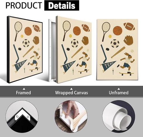 Sports Posters for Boys Bedroom, Boy Nursery Canvas Wall Art, Cute Animal Athletes & Sports Equipment Pictures, Charming Quotes Take Me Out To The Ball Game Play All Day Print 8x12in Unframed in Saudi Arabia