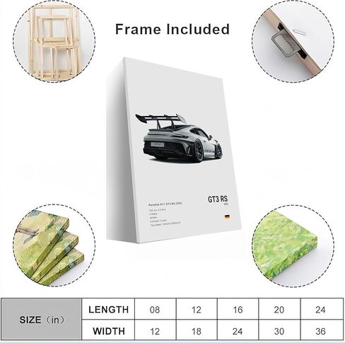 Supercar 911 GT3 RS Wall Art Canvas Print Racing Pistrice Gift For Boy Home Decor in Saudi Arabia