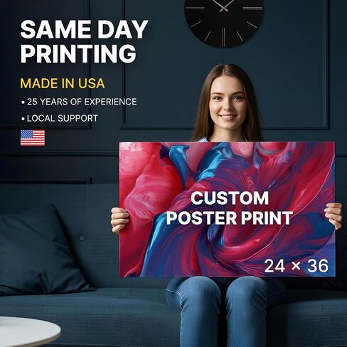 Premium Custom Poster Print على ورقة جودة صور 24 "× 36" - في نفس اليوم طباعة ملصقات مخصصة - ملصق قابل للتخصيص مع صورتك/صورتك الفريدة - ملصق مخصص في الأنبوب المعزز in Saudi Arabia