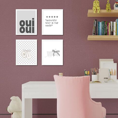 Jinyo Coquette Pink Bow عصرية الحمام الجدار المطبوعات مجموعة من 4 ، preppy جرلي جمالي الوردي ديكور الملصقات صور للبنات حمام حمام الحمام ، 8x10 دون إطارها in Kuwait