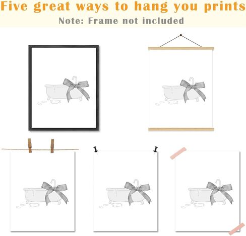 Jinyo Coquette Pink Bow عصرية الحمام الجدار المطبوعات مجموعة من 4 ، preppy جرلي جمالي الوردي ديكور الملصقات صور للبنات حمام حمام الحمام ، 8x10 دون إطارها in Kuwait