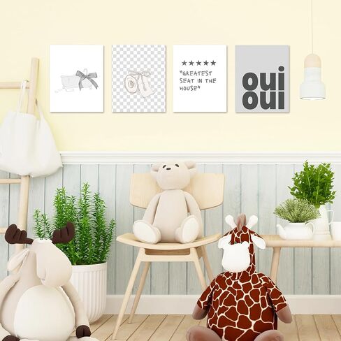 Jinyo Coquette Pink Bow عصرية الحمام الجدار المطبوعات مجموعة من 4 ، preppy جرلي جمالي الوردي ديكور الملصقات صور للبنات حمام حمام الحمام ، 8x10 دون إطارها in Kuwait