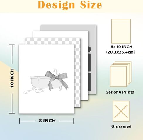 Jinyo Coquette Pink Bow عصرية الحمام الجدار المطبوعات مجموعة من 4 ، preppy جرلي جمالي الوردي ديكور الملصقات صور للبنات حمام حمام الحمام ، 8x10 دون إطارها in Kuwait