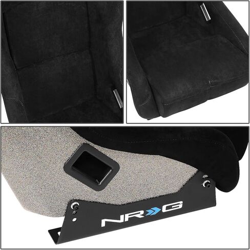 NRG Innovations NRG-FRP-304BK-ULTRA FRP SEAT SEAT ULTRA EDITION Black Alcantara في مواد نباتية مع عودة إلى الظهر بالإضافة إلى جيوب الهاتف. (كبير جدا) in Saudi Arabia
