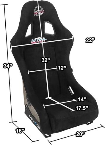 NRG Innovations NRG-FRP-304BK-ULTRA FRP SEAT SEAT ULTRA EDITION Black Alcantara في مواد نباتية مع عودة إلى الظهر بالإضافة إلى جيوب الهاتف. (كبير جدا) in Saudi Arabia