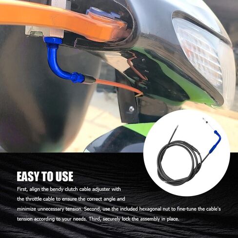 90 Degree Throttle Cable Adjuster, Throttle Cable Ends, Aluminum Alloy Motorcycle Throttle Regulator, Universal Accelerator Adjuster Accessories Fit for Most Motorcycles Dirt Bikes (Silver) in Saudi Arabia