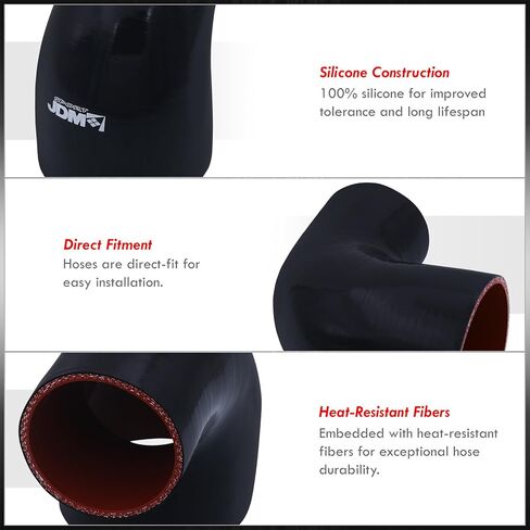 موزعي AJP 3.75 "إلى 3.25" / 95.25 مم إلى 82.55 مم - 90 درجة خفض زاوية الكوع 3 -ply خرطوم مقرن السيليكون ، موصل أنبوب أنابيب عالمي عالية درجة الحرارة أسود in Kuwait