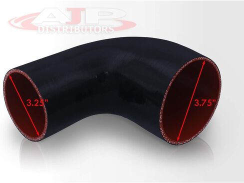 موزعي AJP 3.75 "إلى 3.25" / 95.25 مم إلى 82.55 مم - 90 درجة خفض زاوية الكوع 3 -ply خرطوم مقرن السيليكون ، موصل أنبوب أنابيب عالمي عالية درجة الحرارة أسود in Kuwait