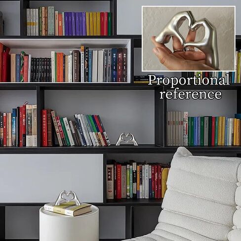Silver Decor Heart Hands Sculpture, Valentine Gift Love Finger Statue for Home Living Room Bedroom Bookshelf Coffe Table Decor in Saudi Arabia