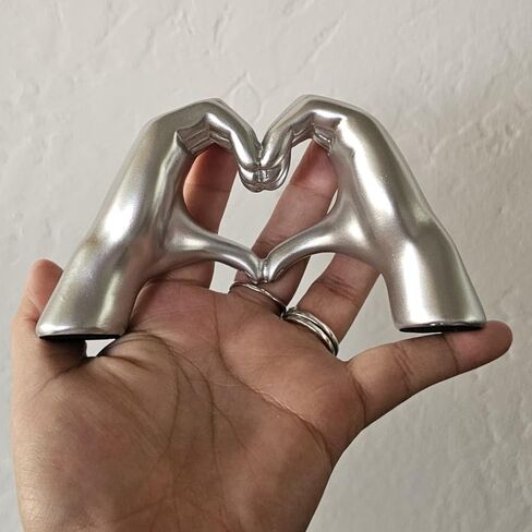 Silver Decor Heart Hands Sculpture, Valentine Gift Love Finger Statue for Home Living Room Bedroom Bookshelf Coffe Table Decor in Saudi Arabia