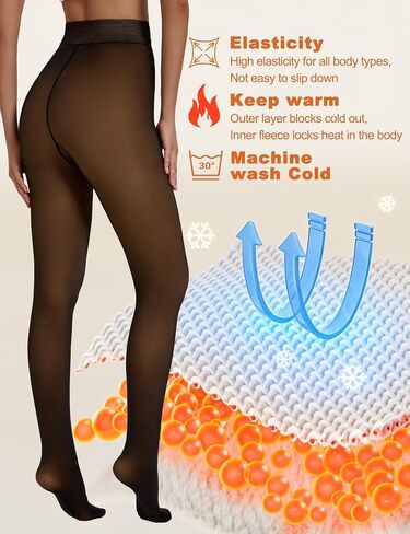 Fleece Lined Tights Women Sheer Thermal Tights Fake Faux Translucent Pantyhose Skin Color Winter Pantyhose in Saudi Arabia
