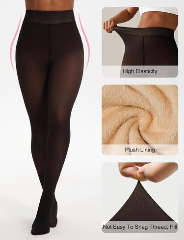 Fleece Lined Tights Women Sheer Thermal Tights Fake Faux Translucent Pantyhose Skin Color Winter Pantyhose in Saudi Arabia