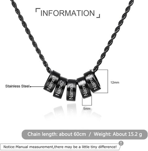 قلادة اسم مخصصة 2/3/4/5/6 حبات السحر قلادات للرجال نقش الاسم الأولي التاريخ للرجال in Kuwait